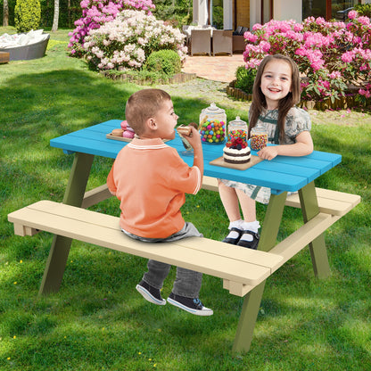 Kids Wooden Picnic Table Set Toddler Activity and Dining Table with Built-in Benches Kids Table & Chair Sets at Gallery Canada