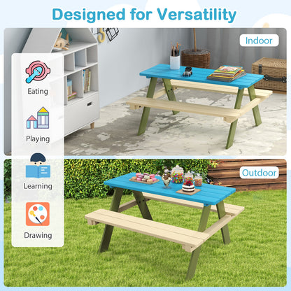 Kids Wooden Picnic Table Set Toddler Activity and Dining Table with Built-in Benches Kids Table & Chair Sets at Gallery Canada