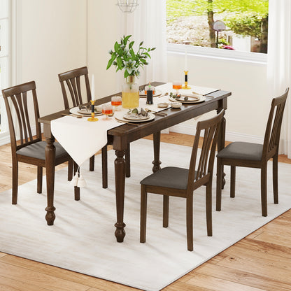 Wooden Dining Chairs Set of 2 with Linen Fabric Upholstered and Rubber Wood Frame, Brown Dining Chairs at Gallery Canada