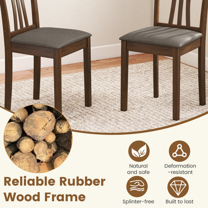 Wooden Dining Chairs Set of 2 with Linen Fabric Upholstered and Rubber Wood Frame, Brown Dining Chairs at Gallery Canada