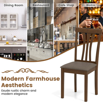 Wooden Dining Chairs Set of 2 with Linen Fabric Upholstered and Rubber Wood Frame, Brown Dining Chairs at Gallery Canada