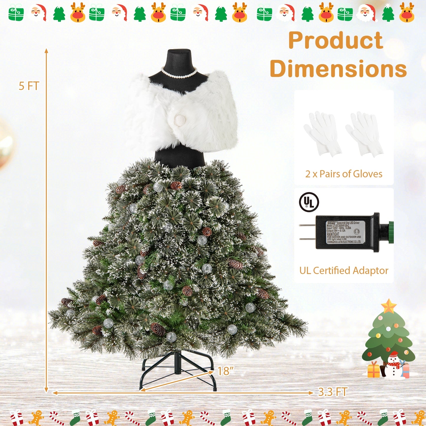 5 FT Pre-lit Artificial Christmas Tree, 465 Branch Tips, Green Christmas Tree at Gallery Canada