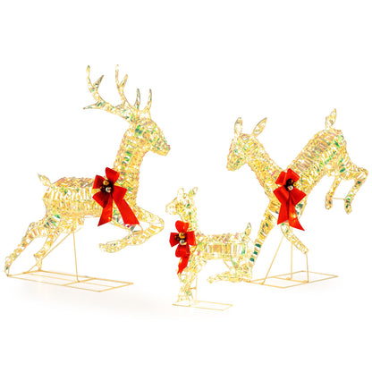 3-Piece Christmas Reindeer Family With LED Lights, White Christmas Decor & Accessories White at Gallery Canada