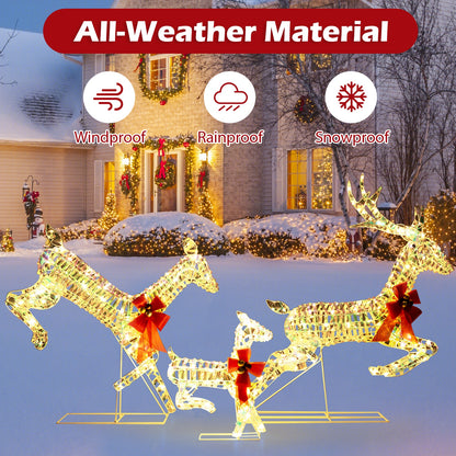 3-Piece Lighted Christmas Reindeer Family with LED Lights and Bows, White Christmas Decor & Accessories at Gallery Canada