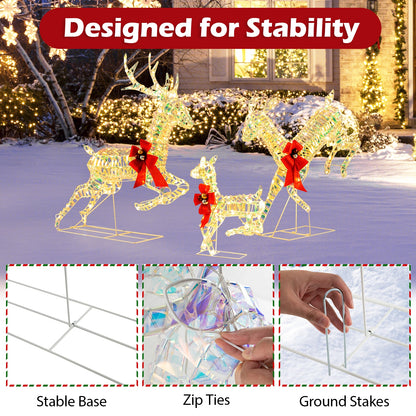 3-Piece Lighted Christmas Reindeer Family with LED Lights and Bows, White Christmas Decor & Accessories at Gallery Canada