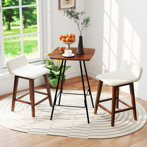 24 Inch Counter Height Bar Stools, Set of 2, Low Back, Brown