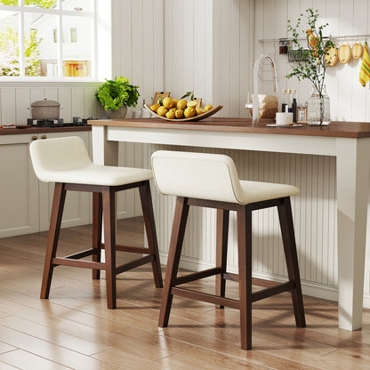24 Inch Counter Height Bar Stools, Set of 2, Low Back, Brown Bar Stools at Gallery Canada