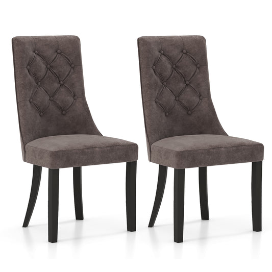 Tufted Dining Chairs, Set of 2, High Backrest, Padded Seat, Gray Dining Chairs Gray at Gallery Canada