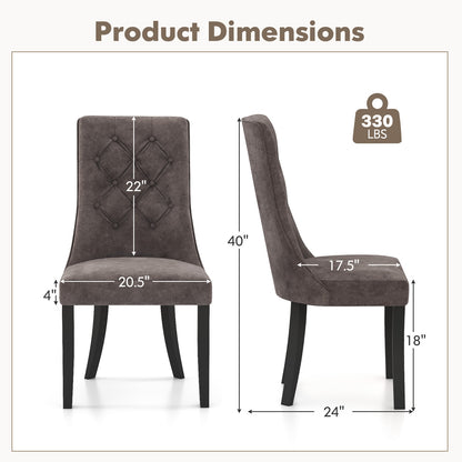 Tufted Dining Chairs, Set of 2, High Backrest, Padded Seat, Gray Dining Chairs at Gallery Canada