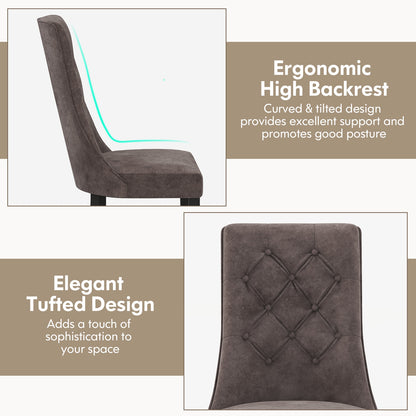Tufted Dining Chairs, Set of 2, High Backrest, Padded Seat, Gray Dining Chairs at Gallery Canada