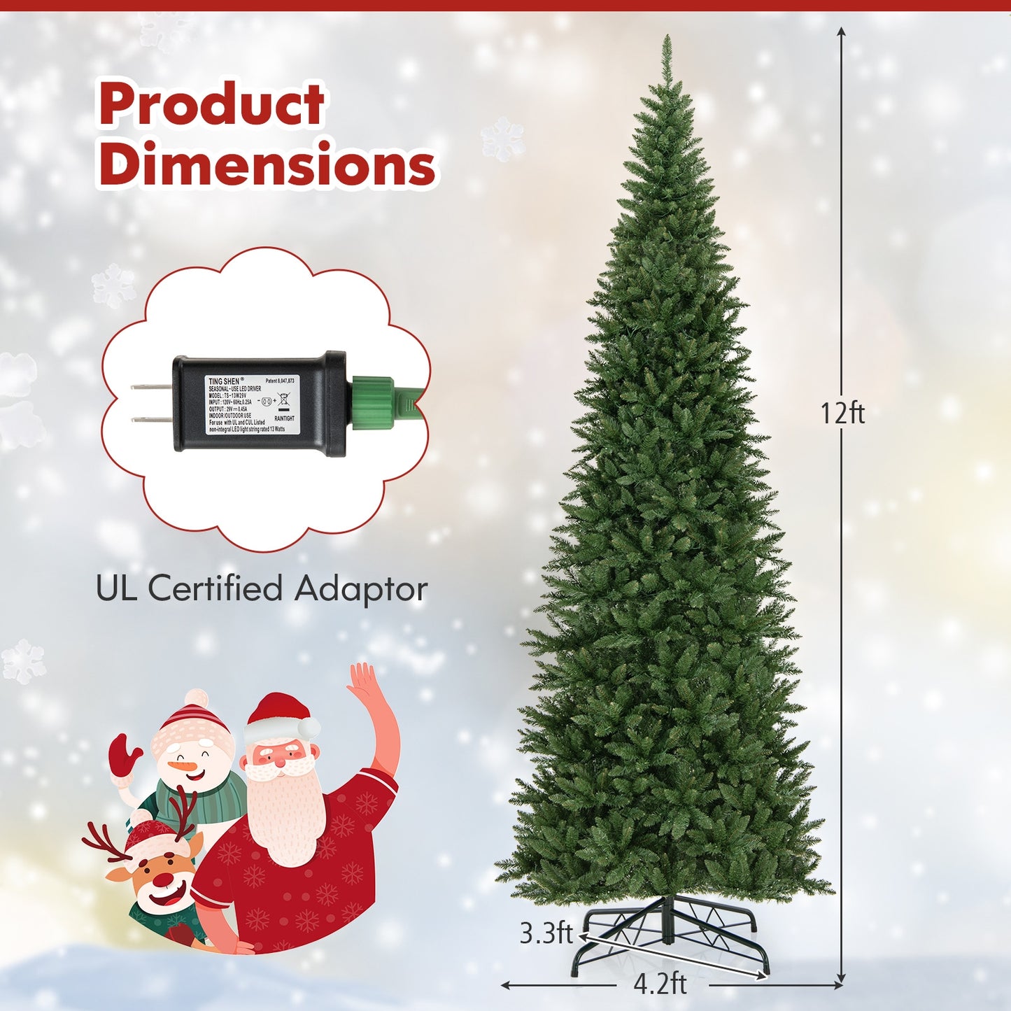12 Ft Artificial Christmas Tree, 800 Warm White LED Lights, Green Christmas Tree at Gallery Canada