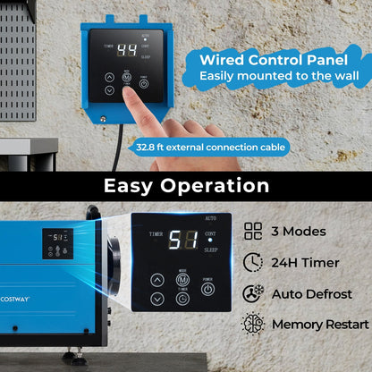 124 Pint Crawl Space Dehumidifier, 3 Modes, 24H Timer, Blue Dehumidifiers at Gallery Canada