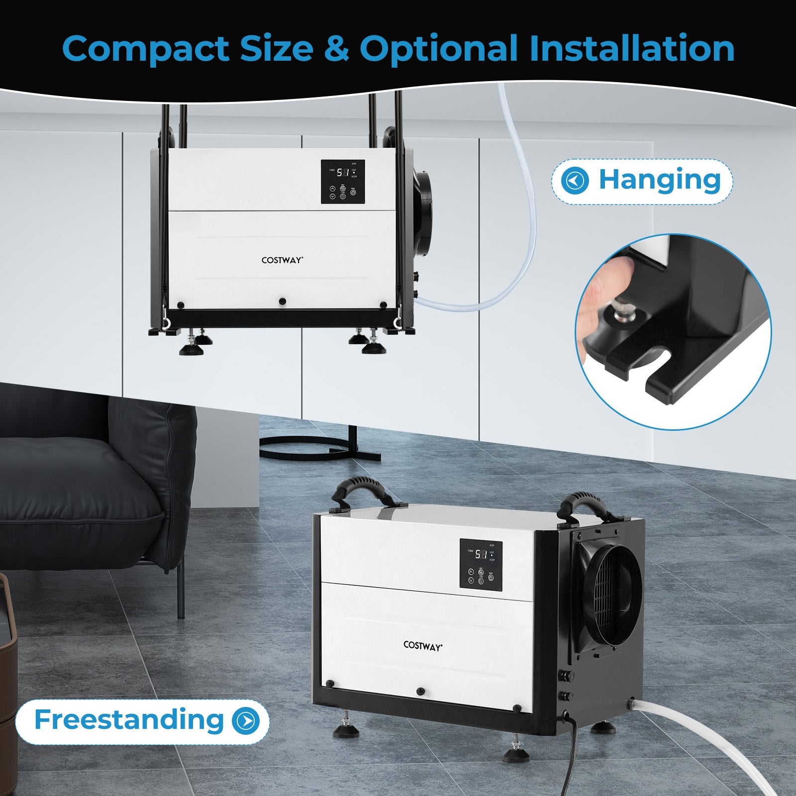 124 Pint Crawl Space Dehumidifier with 3 Modes and 24H Timer, White Dehumidifiers at Gallery Canada