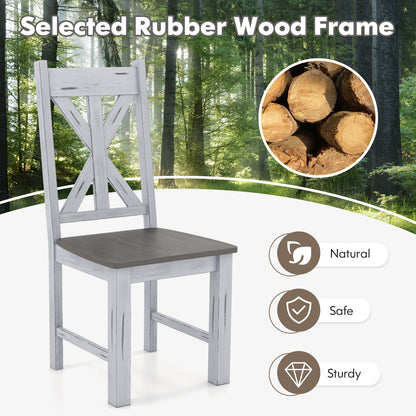Farmhouse Chair Set of 2 with Rubber Wood Frame and Elegant Hollowed Backrest, Gray Dining Chairs at Gallery Canada