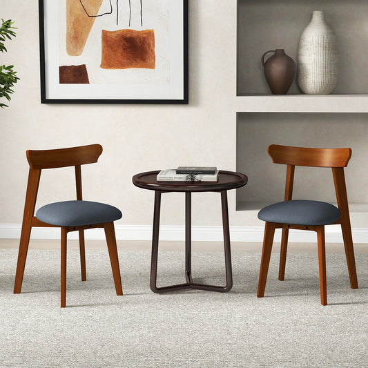 Mid-Century Modern Kitchen Chairs with Rubber Wood Frame and Padded Seat-Walunt, Walnut Dining Chairs at Gallery Canada