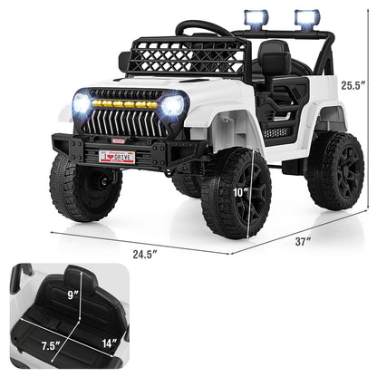 12V Kids Ride on Truck Car with Parental Remote and Music Player, White Powered Ride On Toys at Gallery Canada