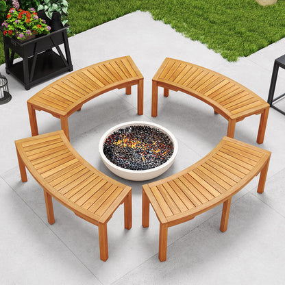 Outdoor Bench Set, Acacia Wood, Curved, 2-Person, Natural Outdoor Benches at Gallery Canada