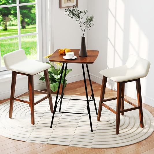 29 Inch Low-Back High-Top Chairs with Padded Seat and Rubber Wood Legs, Brown Bar Stools Brown at Gallery Canada