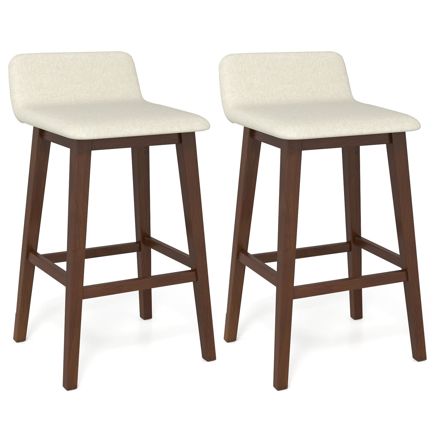29 Inch Low-Back High-Top Chairs with Padded Seat and Rubber Wood Legs, Brown Bar Stools Brown at Gallery Canada