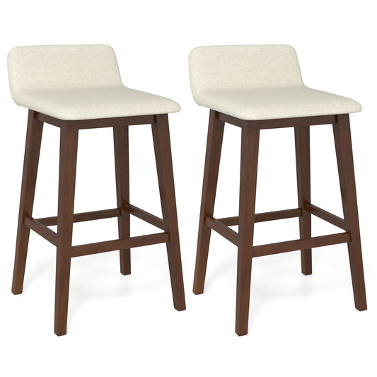 29 Inch Low-Back High-Top Chairs with Padded Seat and Rubber Wood Legs, Brown Bar Stools Brown at Gallery Canada