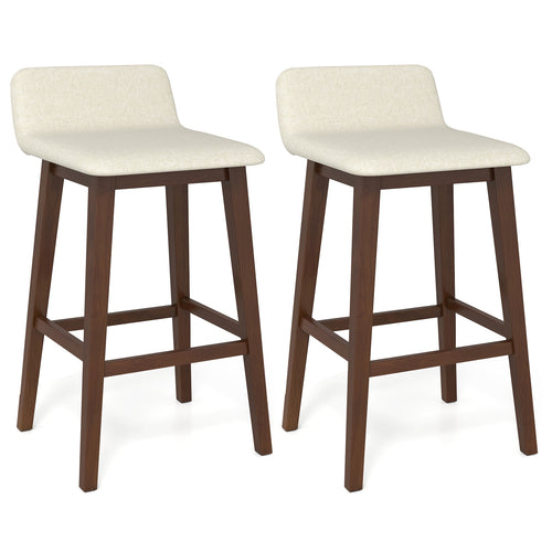 29 Inch Low-Back High-Top Chairs with Padded Seat and Rubber Wood Legs, Brown
