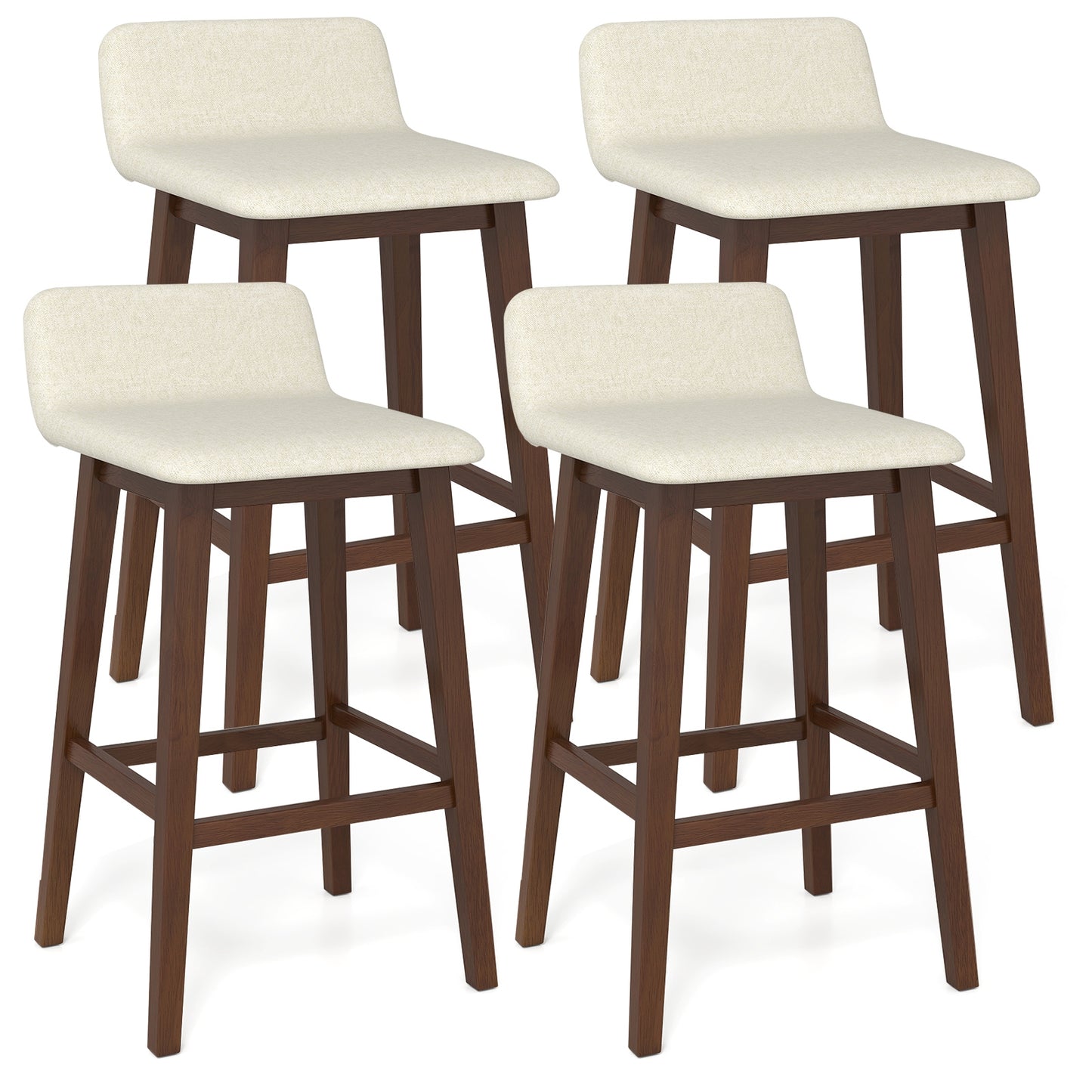 29 Inch Low-Back High-Top Chairs with Padded Seat and Rubber Wood Legs, Brown Bar Stools at Gallery Canada