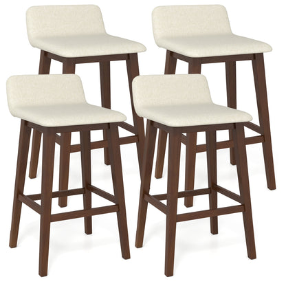 29 Inch Low-Back High-Top Chairs with Padded Seat and Rubber Wood Legs, Brown Bar Stools at Gallery Canada