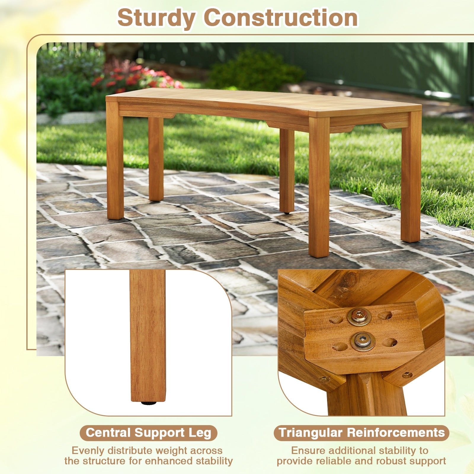 Outdoor Bench Set, Acacia Wood, Curved, 2-Person, Natural Outdoor Benches at Gallery Canada