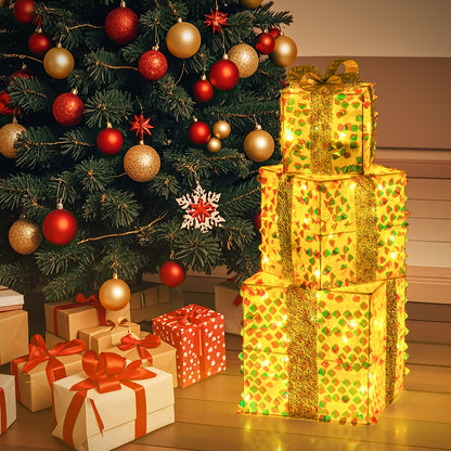 Christmas Lighted Gift Boxes, Pre-Lit 90 LED, White Christmas Decor & Accessories at Gallery Canada