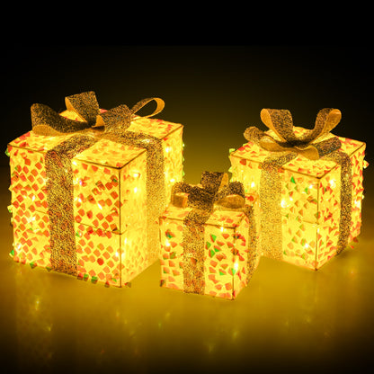 Christmas Lighted Gift Boxes, Pre-Lit 90 LED, White Christmas Decor & Accessories at Gallery Canada