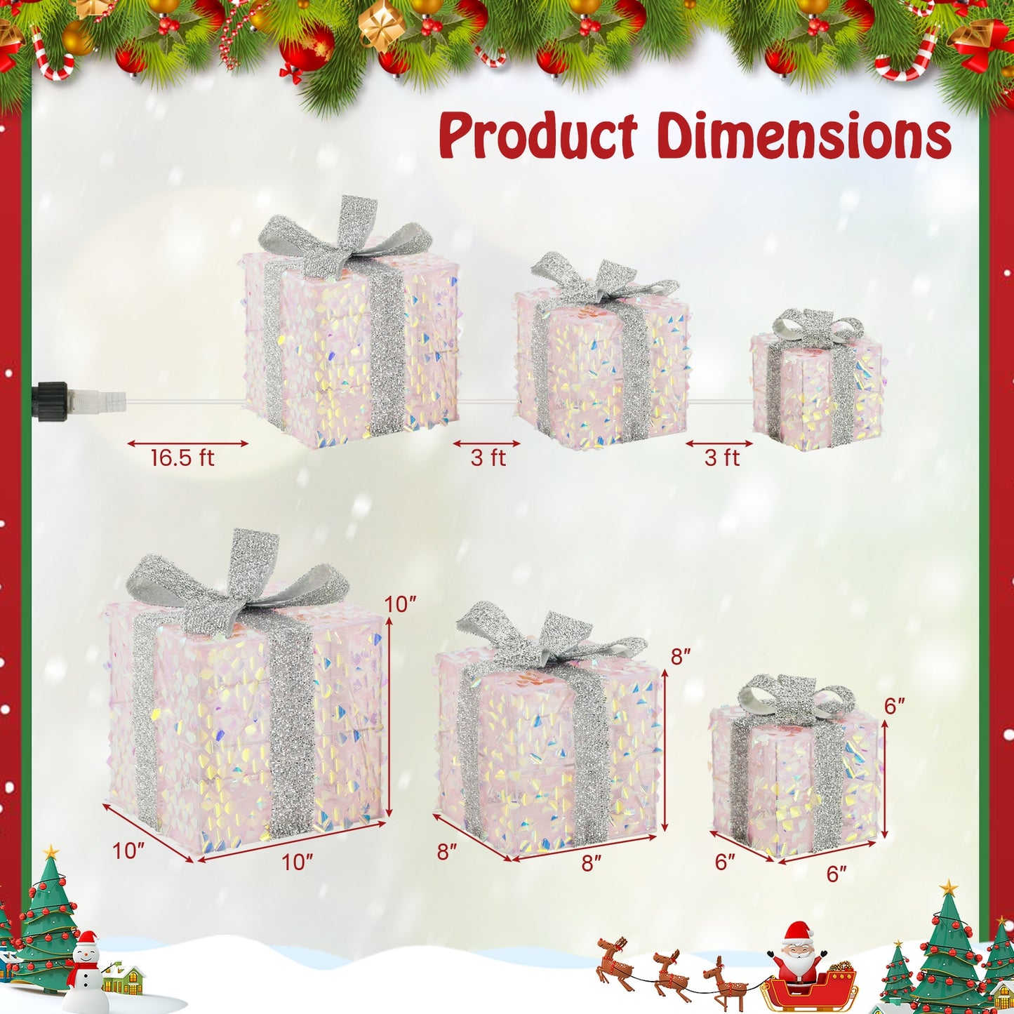 Christmas Lighted Gift Boxes, Pre-Lit 90 LED, White Christmas Decor & Accessories at Gallery Canada