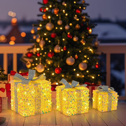 Christmas Lighted Gift Boxes, Pre-Lit 90 LED, White Christmas Decor & Accessories at Gallery Canada