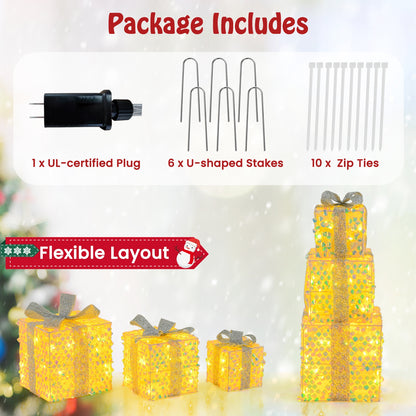 Christmas Lighted Gift Boxes, Pre-Lit 90 LED, White Christmas Decor & Accessories at Gallery Canada