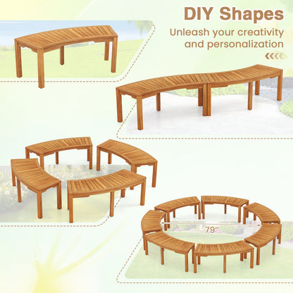 Outdoor Bench Set, Acacia Wood, Curved, 2-Person, Natural Outdoor Benches at Gallery Canada