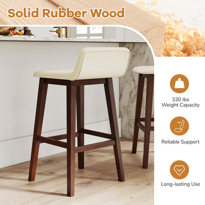 29 Inch Low-Back High-Top Chairs with Padded Seat and Rubber Wood Legs, Brown Bar Stools at Gallery Canada