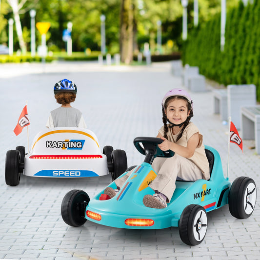 12V Electric Go Kart, Kids Race Toy, Remote Control, Music, Blue Powered Ride On Toys Blue at Gallery Canada
