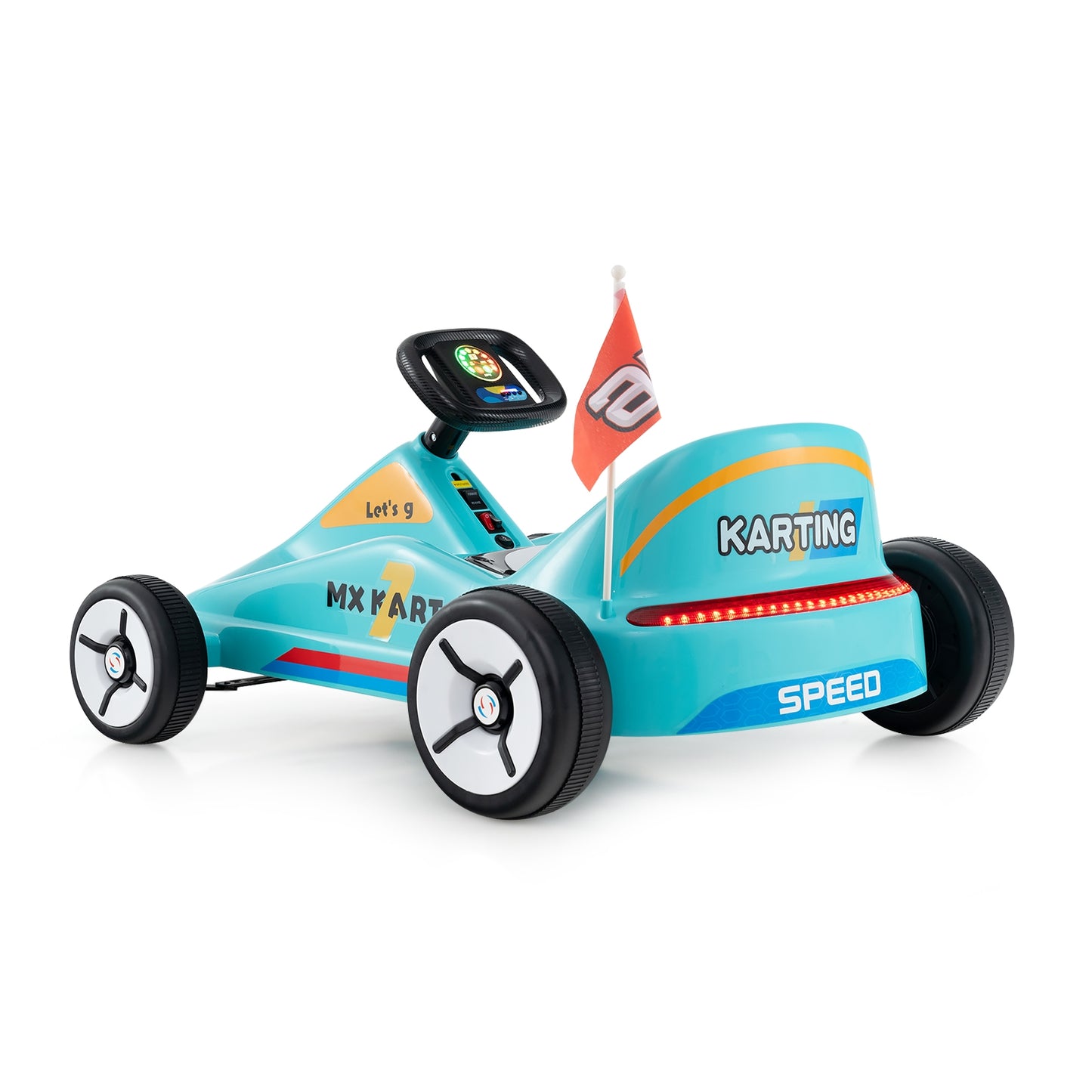 12V Electric Go Kart, Kids Race Toy, Remote Control, Music, Blue Powered Ride On Toys at Gallery Canada