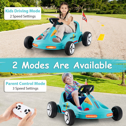12V Electric Go Kart, Kids Race Toy, Remote Control, Music, Blue Powered Ride On Toys at Gallery Canada