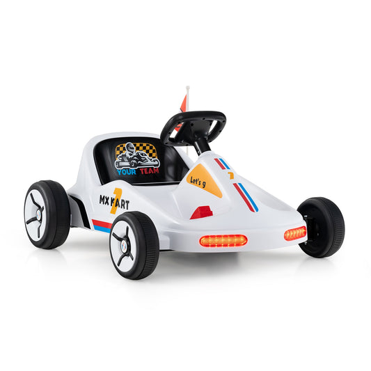 12V Electric Go Kart For Kids, Remote Control, Music, White Powered Ride On Toys White at Gallery Canada