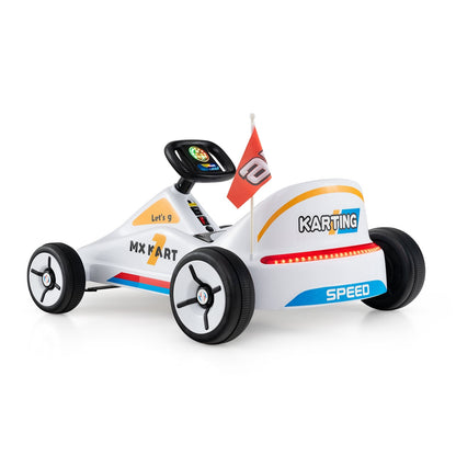 12V Electric Go Kart For Kids, Remote Control, Music, White Powered Ride On Toys at Gallery Canada