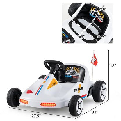 12V Electric Go Kart For Kids, Remote Control, Music, White Powered Ride On Toys at Gallery Canada