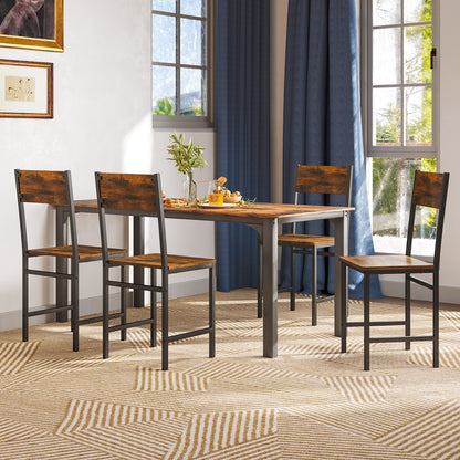 Industrial Kitchen Side Chairs Set of 2 with Metal Legs and Slanted Back, Rustic Brown Dining Chairs at Gallery Canada