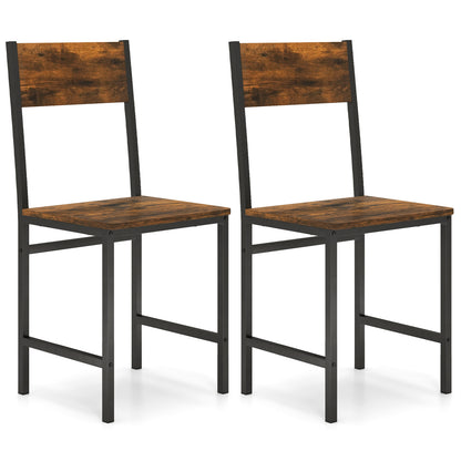 Industrial Kitchen Side Chairs, Set of 2, Metal Legs, Slanted Back, Brown Dining Chairs Rustic Brown at Gallery Canada