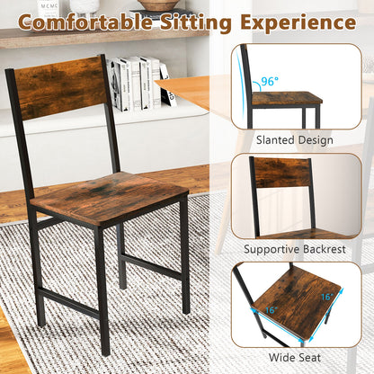 Industrial Kitchen Side Chairs Set of 2 with Metal Legs and Slanted Back, Rustic Brown Dining Chairs at Gallery Canada