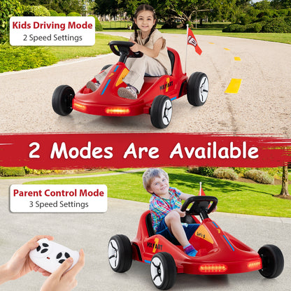 12V Electric Go Kart For Kids, With Remote Control And Music, Red Powered Ride On Toys at Gallery Canada