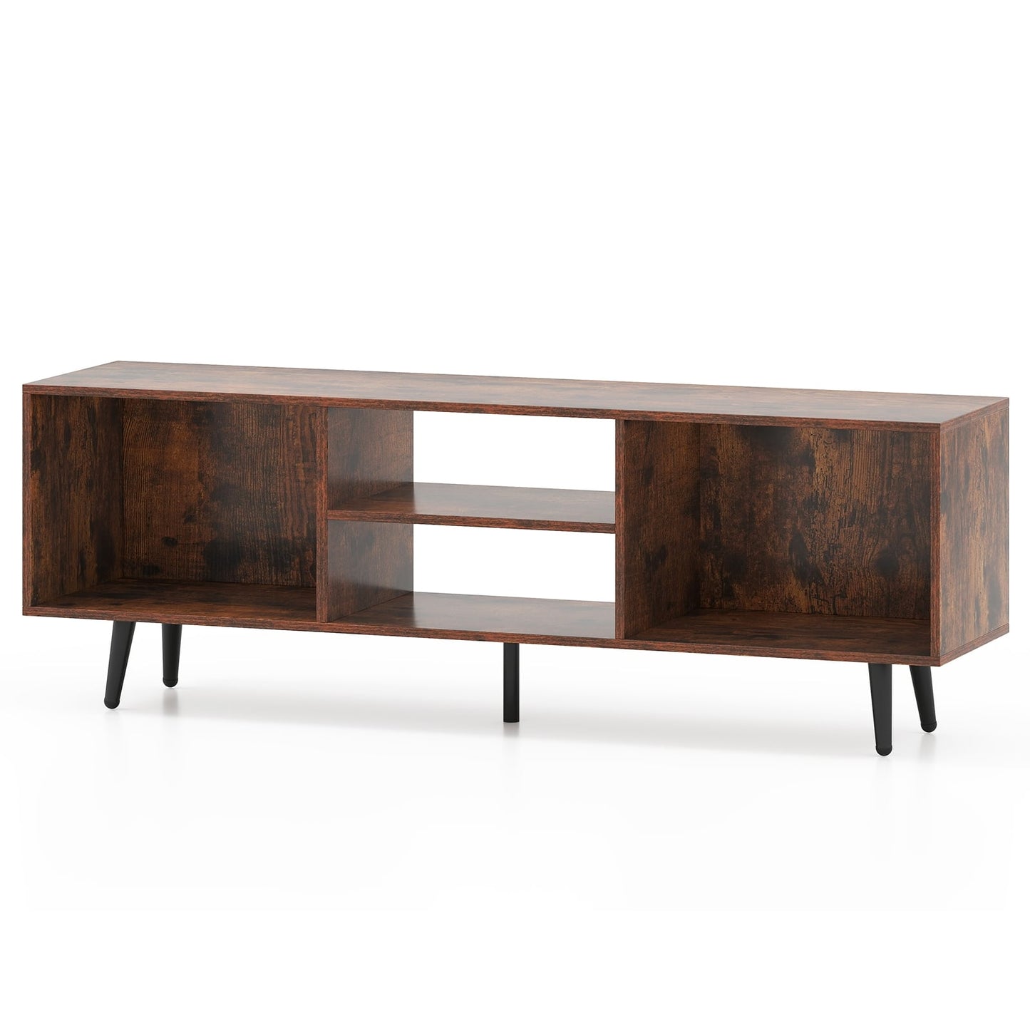 47.5 Inch TV Stand For 55-Inch TV, Metal Legs, Rustic Brown