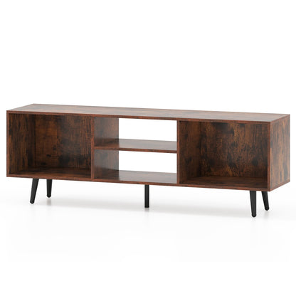 47.5 Inch TV Stand For 55-Inch TV, Metal Legs, Rustic Brown
