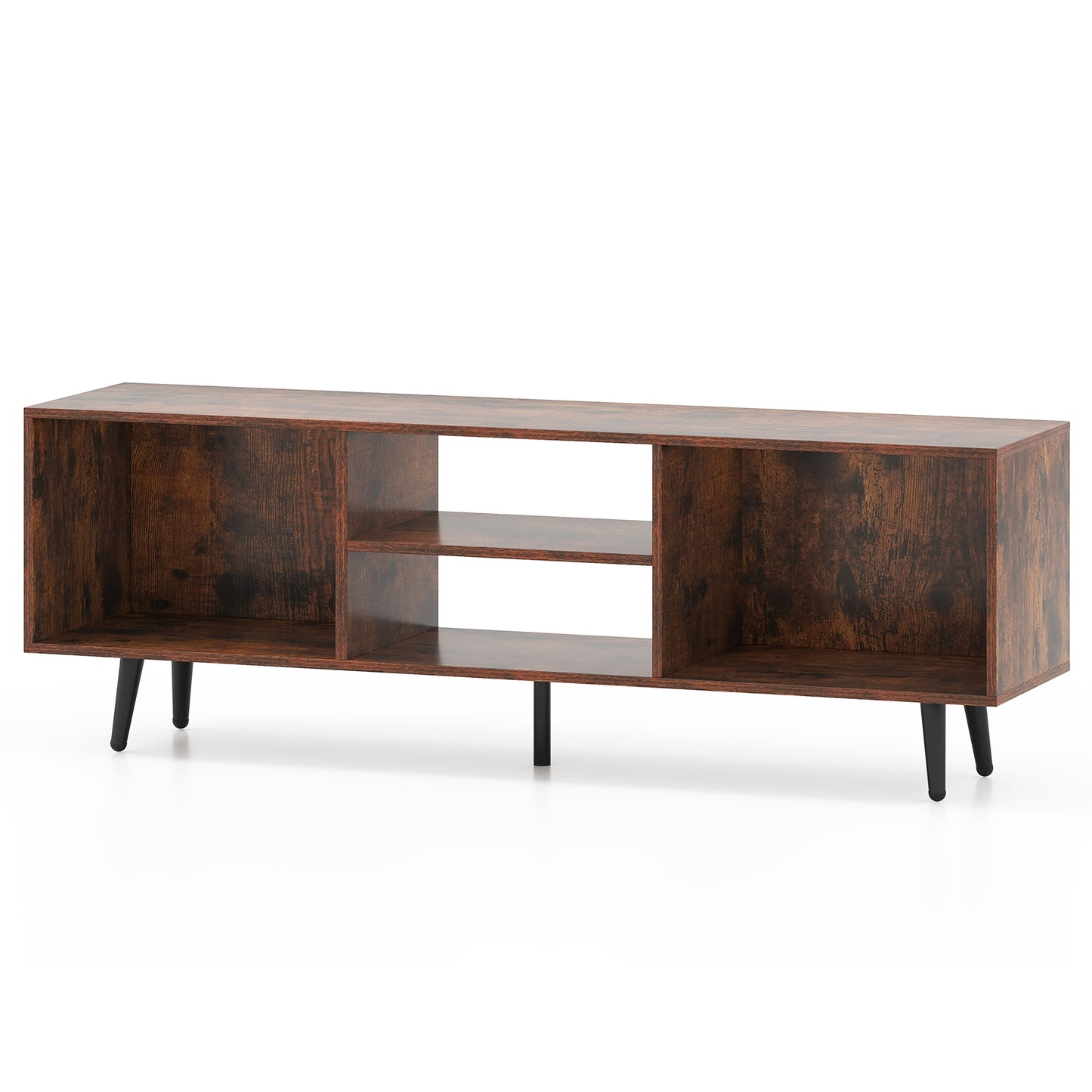 47.5 Inch TV Stand For 55-Inch TV, Metal Legs, Rustic Brown Entertainment Centers & TV Stands Rustic Brown at Gallery Canada