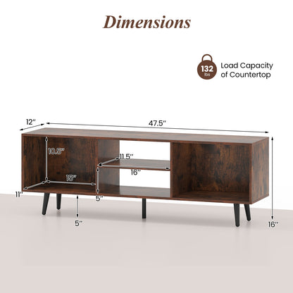 47.5 Inch TV Stand For 55-Inch TV, Metal Legs, Rustic Brown Entertainment Centers & TV Stands at Gallery Canada