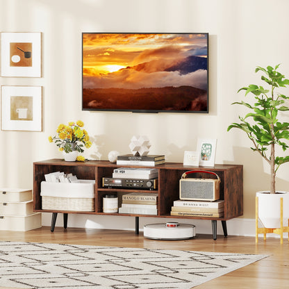 47.5 Inch TV Stand For 55-Inch TV, Metal Legs, Rustic Brown Entertainment Centers & TV Stands at Gallery Canada